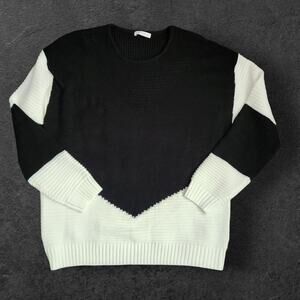 Woven Right Sweatshirt Women's Sz XL Black and White Colorblock Knitted Stretch